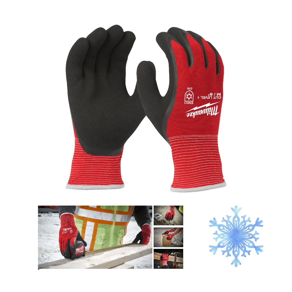 Новинка! Перчатки зимние с защитой от порезов 1 пара MILWAUKEE Winter Cut level (Винтер Кат Левел) 1 уровень 1/A, размер L / 9 4932471344