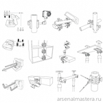 ХИТ! Зажим MultiClamp двойной поворотный (красный / черный) Piher 34055 М00012256