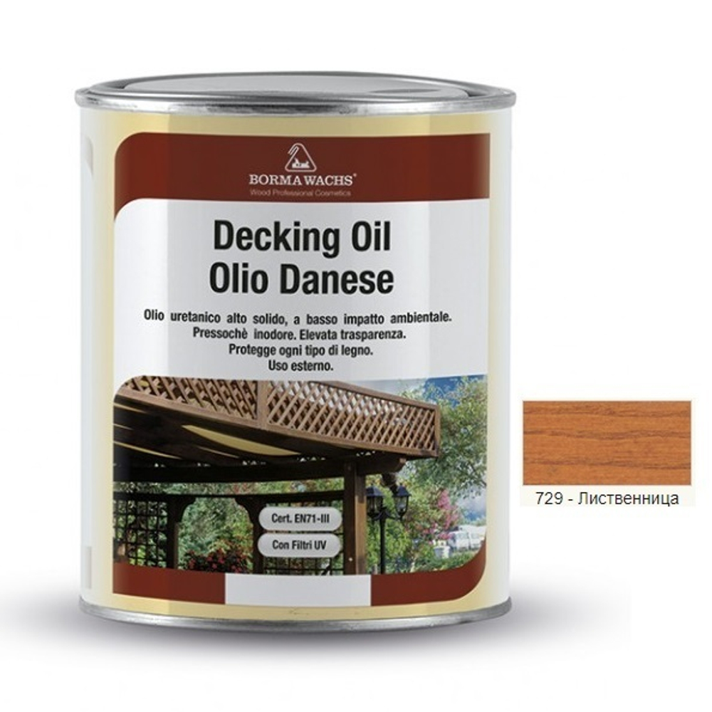 АКЦИЯ ИЮНЬ 2025! Масло датское Decking Oil 1 л для террас цвет 729 Лиственница для наружных работ Borma 4971IL-LS729