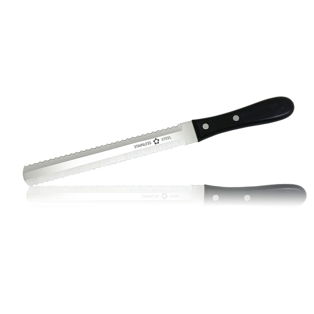 Новинка! Японский Кухонный нож TOJIRO FUJI CUTLERY Серия Special series для замороженных продуктов, костей, хрящей, длина ножа 315 мм, лезвия 190 мм, сталь Мо-V, рукоять термопластик, заточка серрейтор FG-3400
