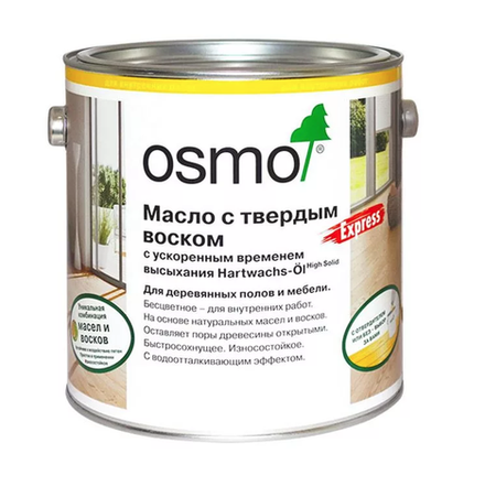 Масло экспресс с твердым воском Osmo 3340 Белое прозрачное 0,75 л Hartwachs-Ol Express с ускоренным временем высыхания от 2 - 3 часов для внутренних работ Osmo 10300293