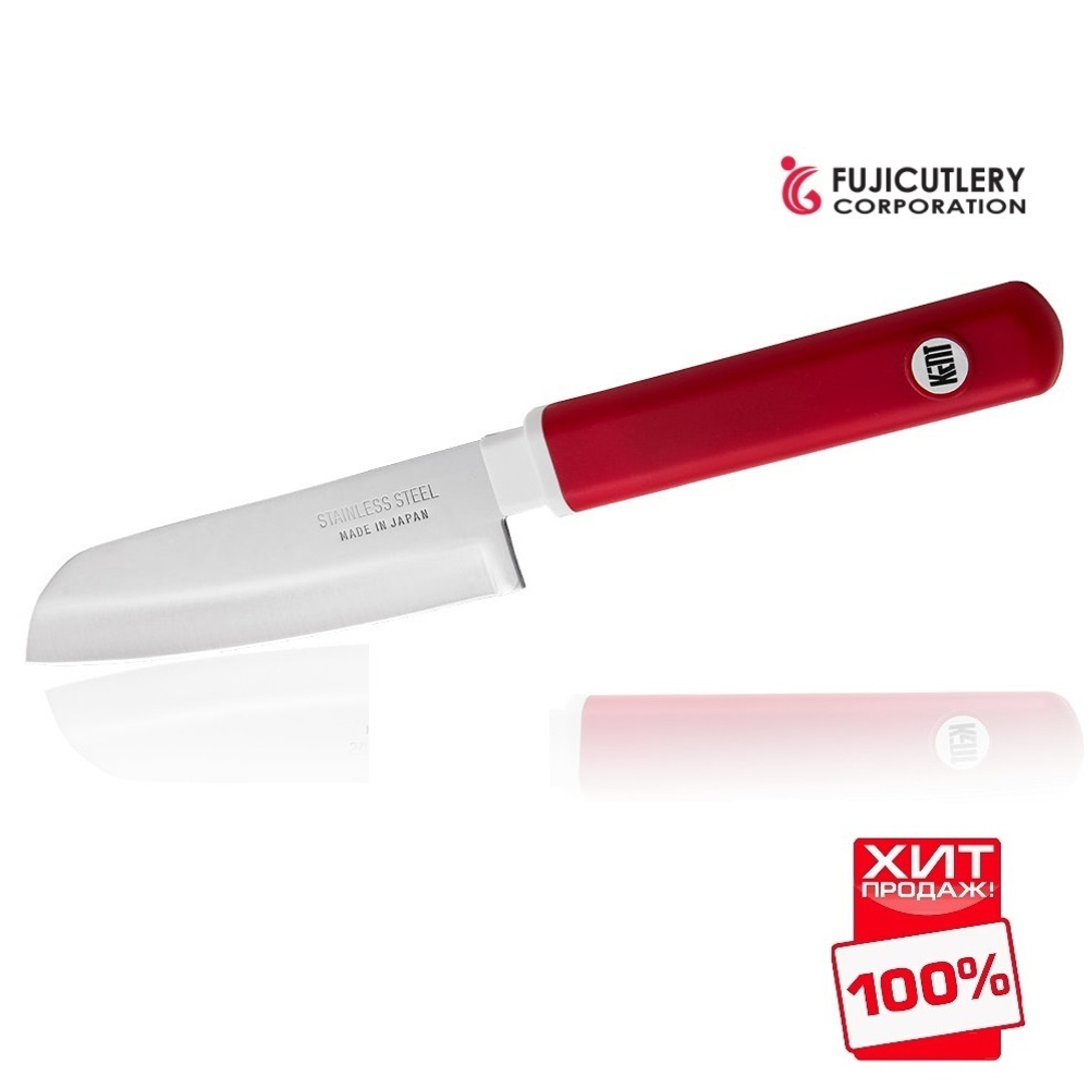 ХИТ! Нож японский овощной кухонный Fuji Cutlery Special series длина лезвия 100 мм, рукоять термопластик GRN, цвет красный, заточка 1000 Tojiro FK-403