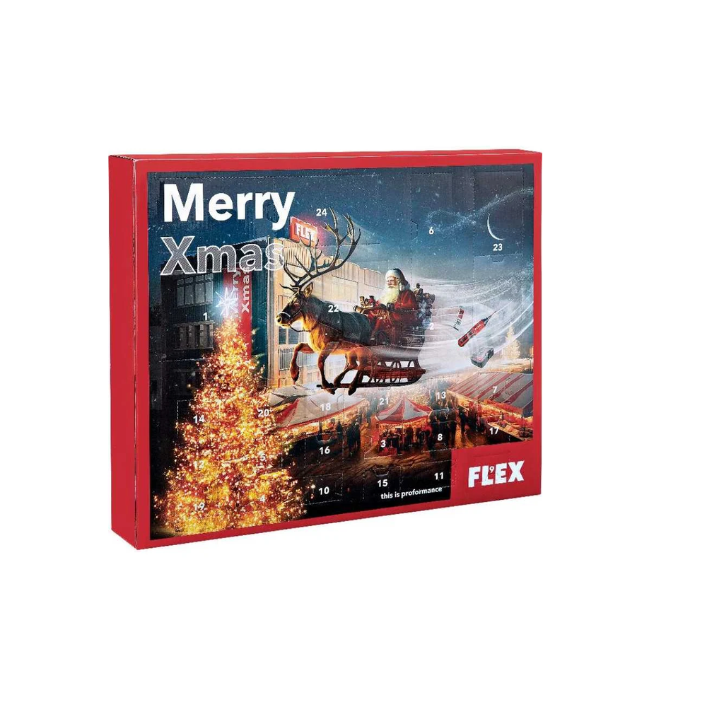 ВЫГОДНО! Адвент - календарь рождественский 2026 FLEX MERRY XMAS. Комплект: Аккумуляторная отвертка с битами и лазерным дальномером 533102