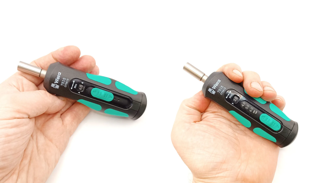 АКЦИЯ 2025! Динамометрическая отвертка WERA Kraftform Safe-Torque Speed 7515 2-6 Нм, надёжный механизм срабатывания ключа с быстрым переключением на реверс и 5 значений момента затяжки по выбору 2-6 Нм и с 1 фиксированным положением WE-075815