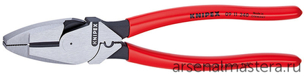 Плоскогубцы электромонтажные Lineman's 240 мм (ПАССАТИЖИ), фосфатированные, обливные ручки 09 01 240 KNIPEX KN-0901240