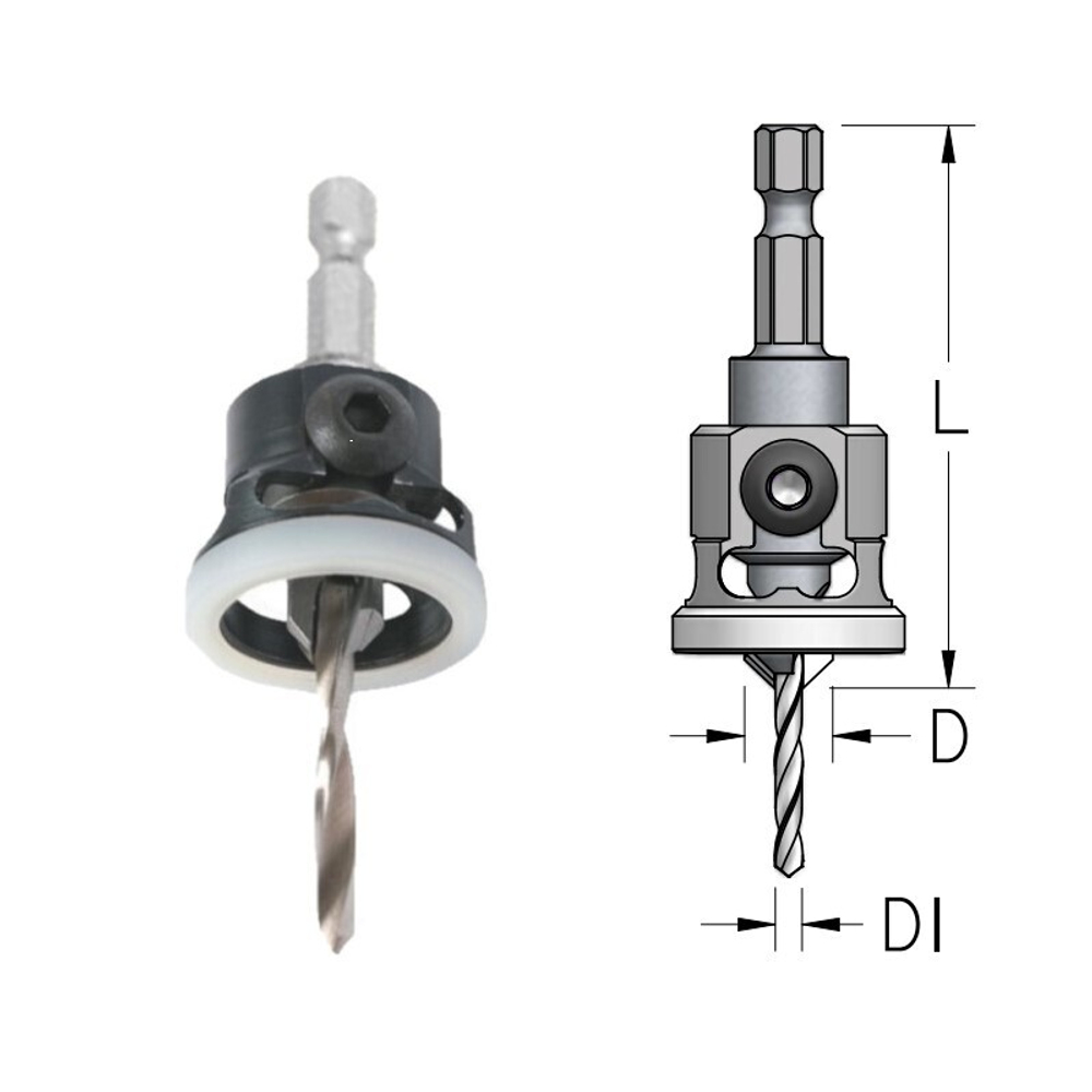 ХИТ! Сверло-зенковка с ограничителем быстросменное D1 3.0 D 9.5 L 60 WPW AQP3004SC