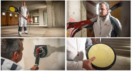 Шлифовальная машина для стен и потолков Flex Giraffe GE 7 MH-X SH с системой сменных головок, антистатический пылеотсасывающий шланг D 32 мм x 4 м, 710 Вт диск 225 мм в сумке 494550