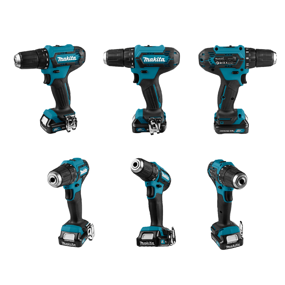 Новинка! КОМПЛЕКТ: Аккумуляторная дрель - шуруповерт Makita СХТ 12В, Два аккумулятора 2 Ач, Зарядное устройство, кейс DF333DWAE