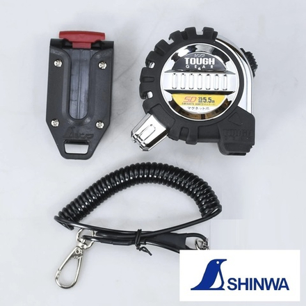 Рулетка длина 5.5 м ширина 25 мм с магнитным зацепом со спиральным шнурком Shinwa Tough Gear SD М00021646