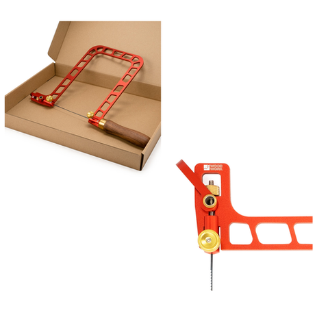 Новинка! Лобзик ручной с эксцентриковым натяжителем полотна Woodwork, с полотном 130 мм, глубина 200 мм. Алюминиевая рамка, деревянная рукоятка, дополнительное полотно в комплекте HSS-200