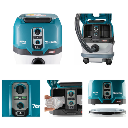 Аккумуляторный пылесос Makita VC 004 GL Z01 XPT, AWS, с модулем WUT01, серия XGT BL 40В, 205 Вт, 230 мбар, бак 15 л, L-класс, сухая уборка, удаление пыли при пилении, фрезеровании, шлифовании и строгании дерева, сверлении в камене и бетоне VC004GLZ01