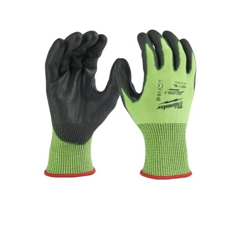 АКЦИЯ СИЗ! Перчатки защитные MILWAUKEE Hi-Vis Cut level Хай Виз Кат Левел 5/E уровень сопротивления размер XL/10 4932479934