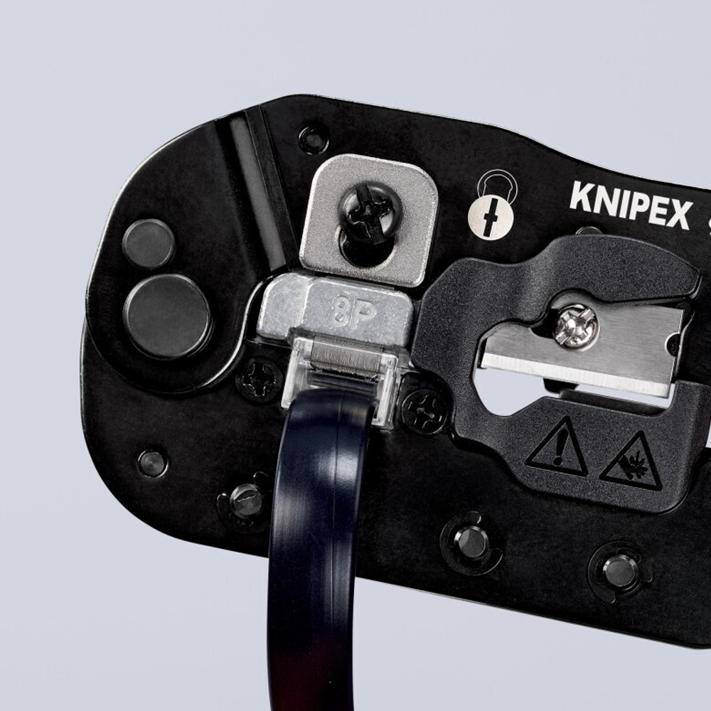 ХИТ! Пресс - клещи для штекеров RJ 45 "3 в 1" 190 мм   гнезд 1, 8-пин 8P8C, резка и зачистка кабеля KNIPEX KN-975113