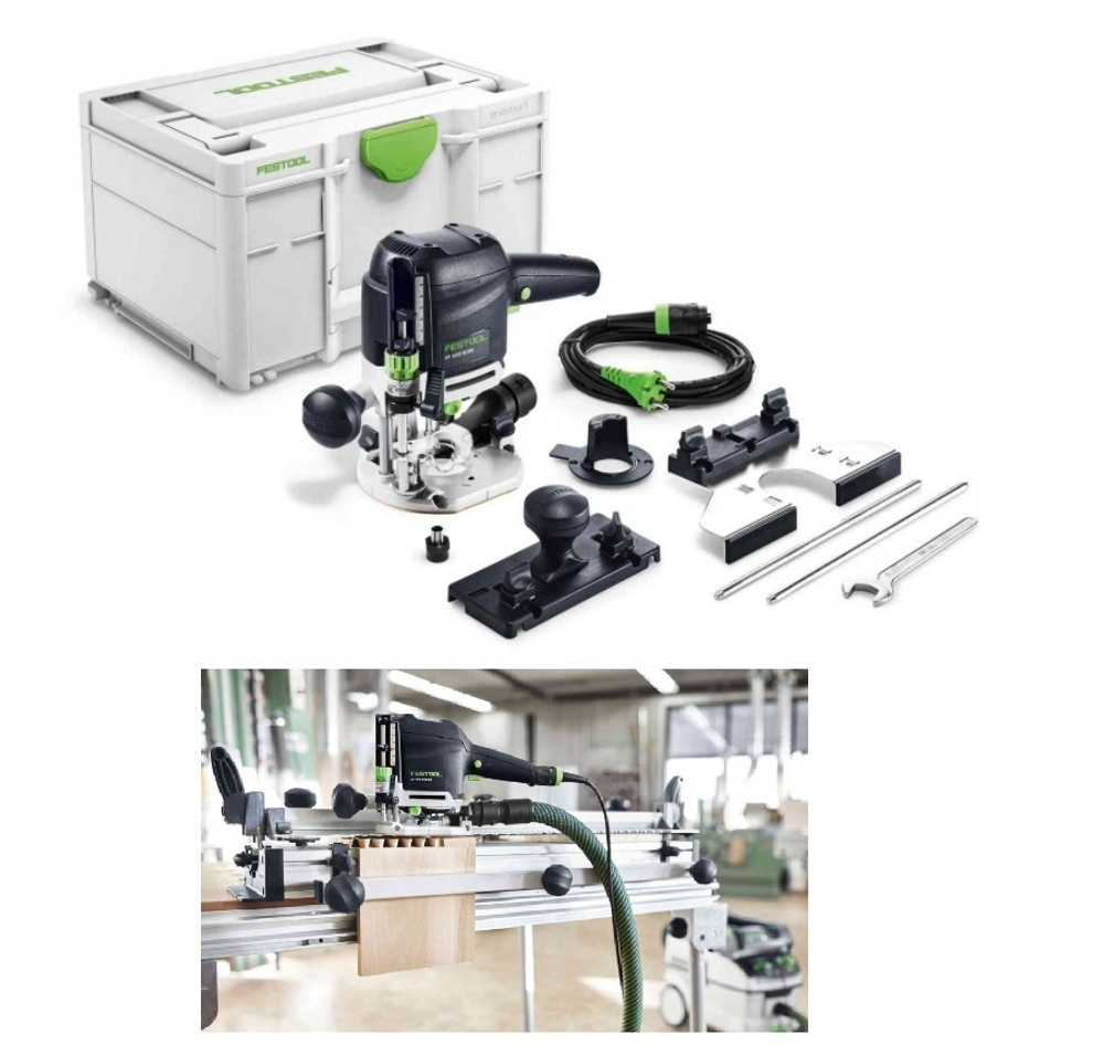 СУПЕР ХИТ! Комплект OF 1010 REBQ-Plus FESTOOL Вертикальный фрезер OF 1010, боковой упор, устройство для установки на шину - направляющую в систейнере 576919