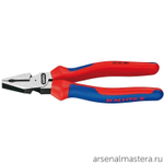 Новинка! Плоскогубцы комбинированные особой мощности KNIPEX 180 мм (ПАССАТИЖИ силовые) фосфатированные, 2-комп. ручки в блистере KN-0202180SB