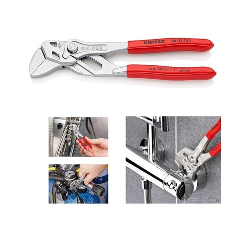Клещи мини переставные - гаечный ключ 150 мм, зев 27 мм, хром, обливные ручки, SB KNIPEX KN-8603150SB