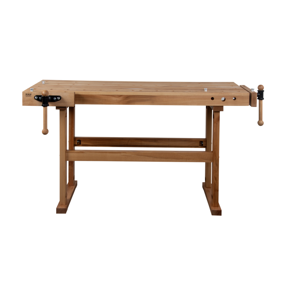 Новинка! Чешский верстак столярный деревянный PINIE Starter 1680 х 630 х 860 мм, столешница из массива бука 90 мм, 2 чугунных тисков York, 36 отверстий 20 мм под фиксаторы Starter1700D20