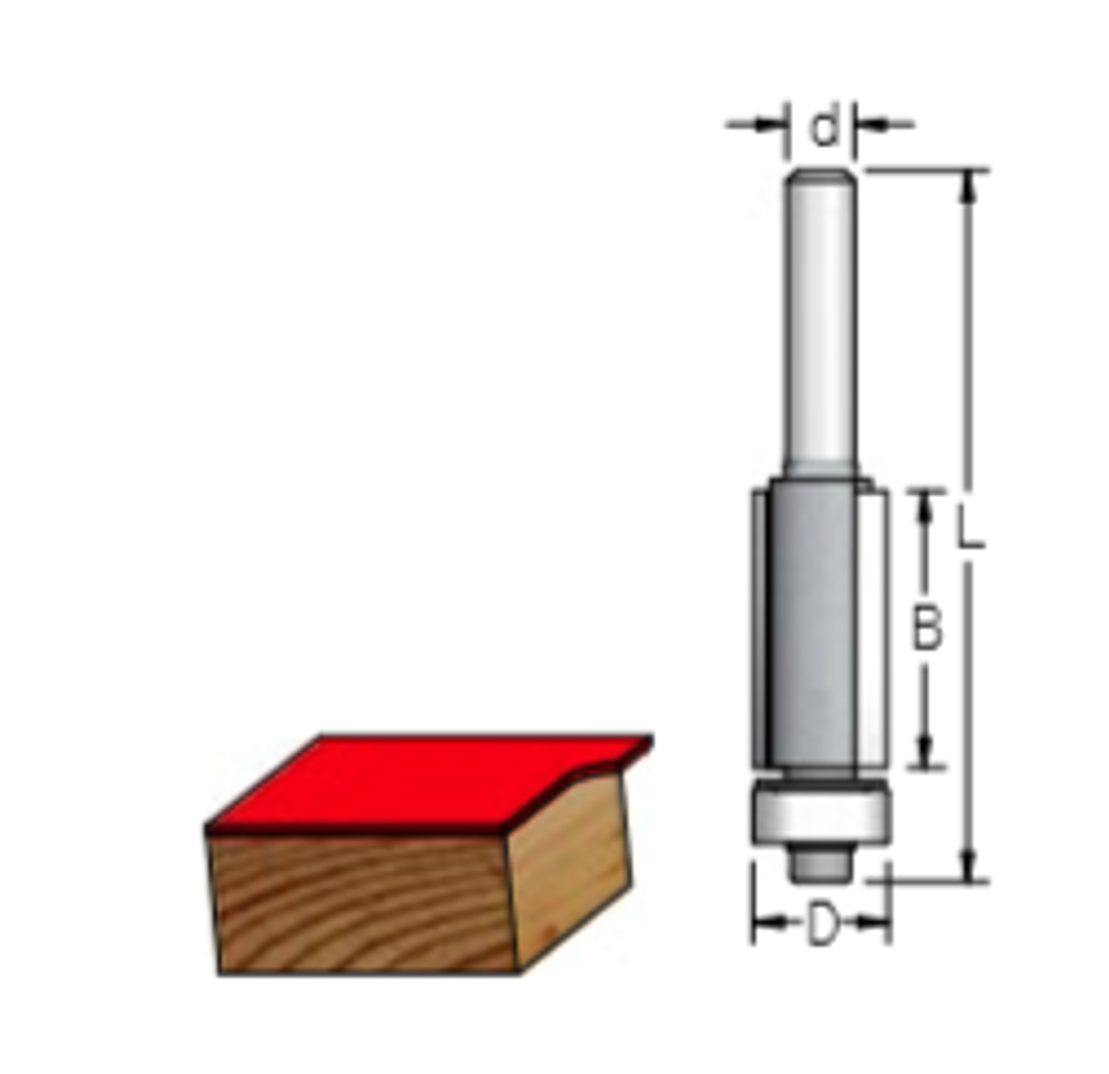 РАСПРОДАЖА! Фреза обгонная с нижним подшипником WoodPecker 12.7 x 25 x 65 x 8 WPW HF24125