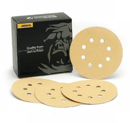 Тестовый набор ХИТ! MIX 25 шт Шлифкруги Mirka GOLD 150 мм разной зернистости по 5 шт P 80, 120, 180, 240, 400 GOLD-150/25-5-AM
