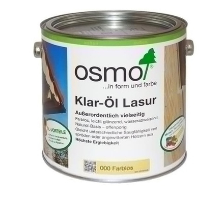 Прозрачная лазурь Osmo 000 шелковисто - матовая 2,5 л многофункциональное покрытие для древесины для наружных работ Klar-Ol Lasur Osmo-000-2,5 11600002