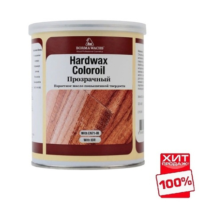ХИТ! Паркетное масло повышенной твердости Hardwax Color Oil 1 л цвет прозрачный для внутренних работ Borma 4992.1