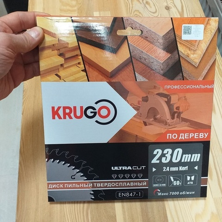 Диск пильный по дереву универсальный 230 x 2,4 / 1,6 x 60T x 30 мм торцовка KRUGO WA230060