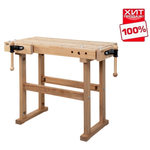 ХИТ! Чешский верстак столярный деревянный PINIE Starter 1680 х 630 х 860 мм, столешница из массива бука 90 мм, 2 чугунных тисков York, 36 отверстий 20 мм под фиксаторы Starter1700D20