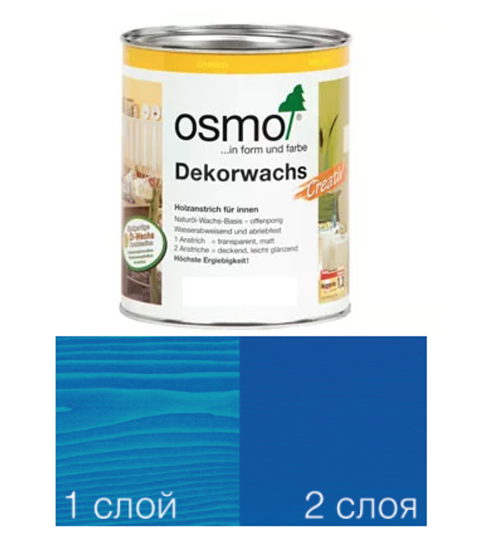 Цветное масло интенсив Osmo 3125 Синий 0,125 л Dekorwachs Intensive Tone для внутренних работ Osmo-3125-0,125 10100834