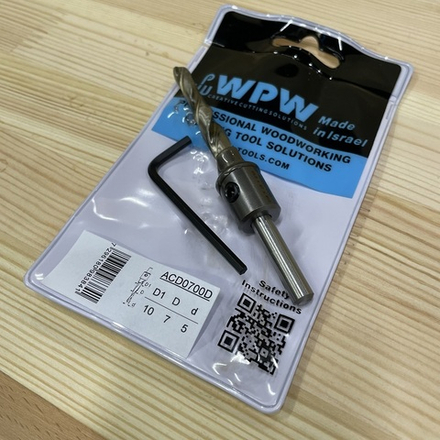 ХИТ! Зенкер со ступечатым сверлом под евровинт 7 мм D 10 - 7 - 5 регулировка по глубине WPW ACD0700D