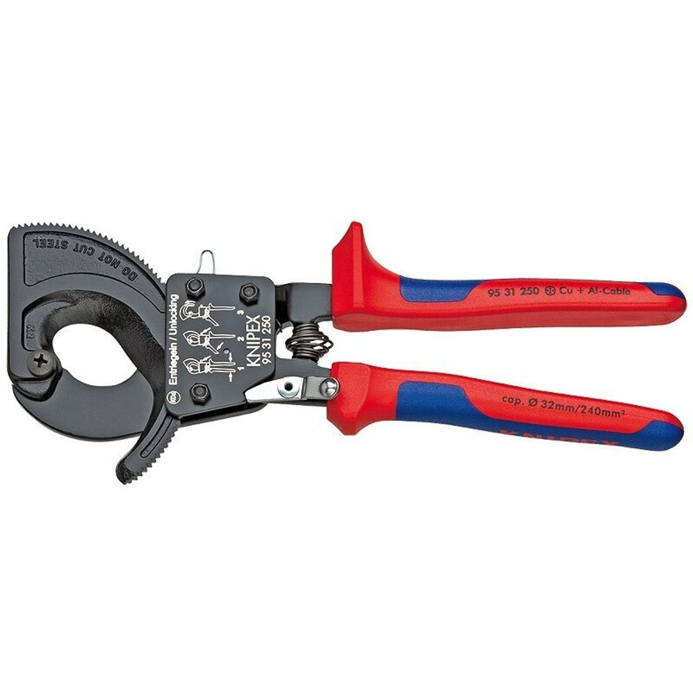 Кабелерез с трещоткой 250 мм , 32 мм (240 мм2, MCM 500) 95 31 250 KNIPEX KN-9531250