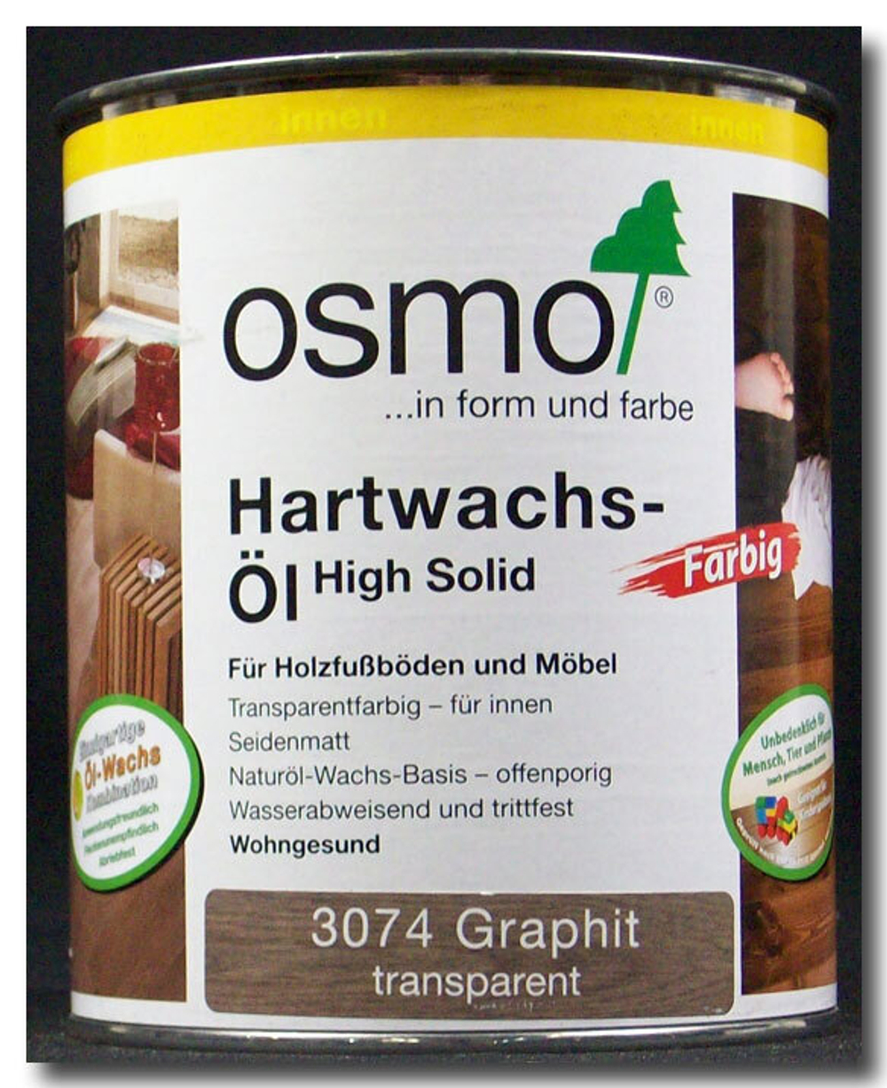 ХИТ! Цветное масло с твердым воском Osmo 3074 Графит 0,75 л Hartwachs-Ol Farbig слабо пигментированное для внутренних работ Osmo-3074-0.75 10100311