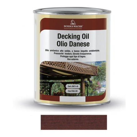 АКЦИЯ МАЙ 2025! Масло датское Decking Oil 1 л для террас цвет 622 Махагон для наружных работ Borma 4971IL-DS622