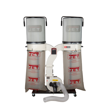 Новинка! Вытяжная установка / стружкоотсос профессиональный JET DC-2300СК-T 380В 2,2 кВт, объем пылесборника 2 х 200 л, с дистанционным управлением JR024