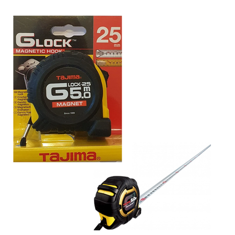 Новинка! Рулетка японская TAJIMA MAGNET L215Y 5 м / 25 мм с магнитным зацепом GM550MT