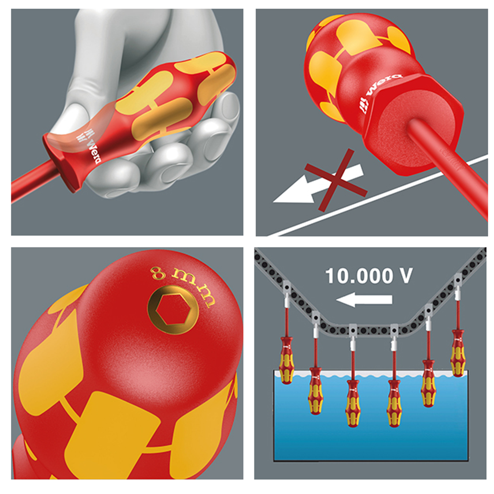 СКИДКИ НА MAXIМУМЕ! Отвёртка диэлектрическая торцевая WERA Kraftform Plus 190 i VDE 7 x 125 мм с внутренним шестигранником WE-005310