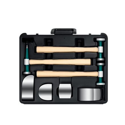Рихтовочный набор 7 предметов Industrie (3 молотка, 4 правки) для правки деформированных поверхностей из листового металла, в кейсе KRAFTOOL 20370-H7