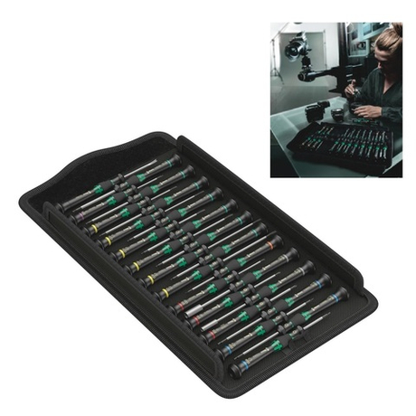 Новинка! Набор отвёрток прецизионных 25 предметов Kraftform Micro Big Pack 1 PH / TX / IPR / HEX внешний и внутренний / SL / Microstix в сумке скрутке WERA WE-134000