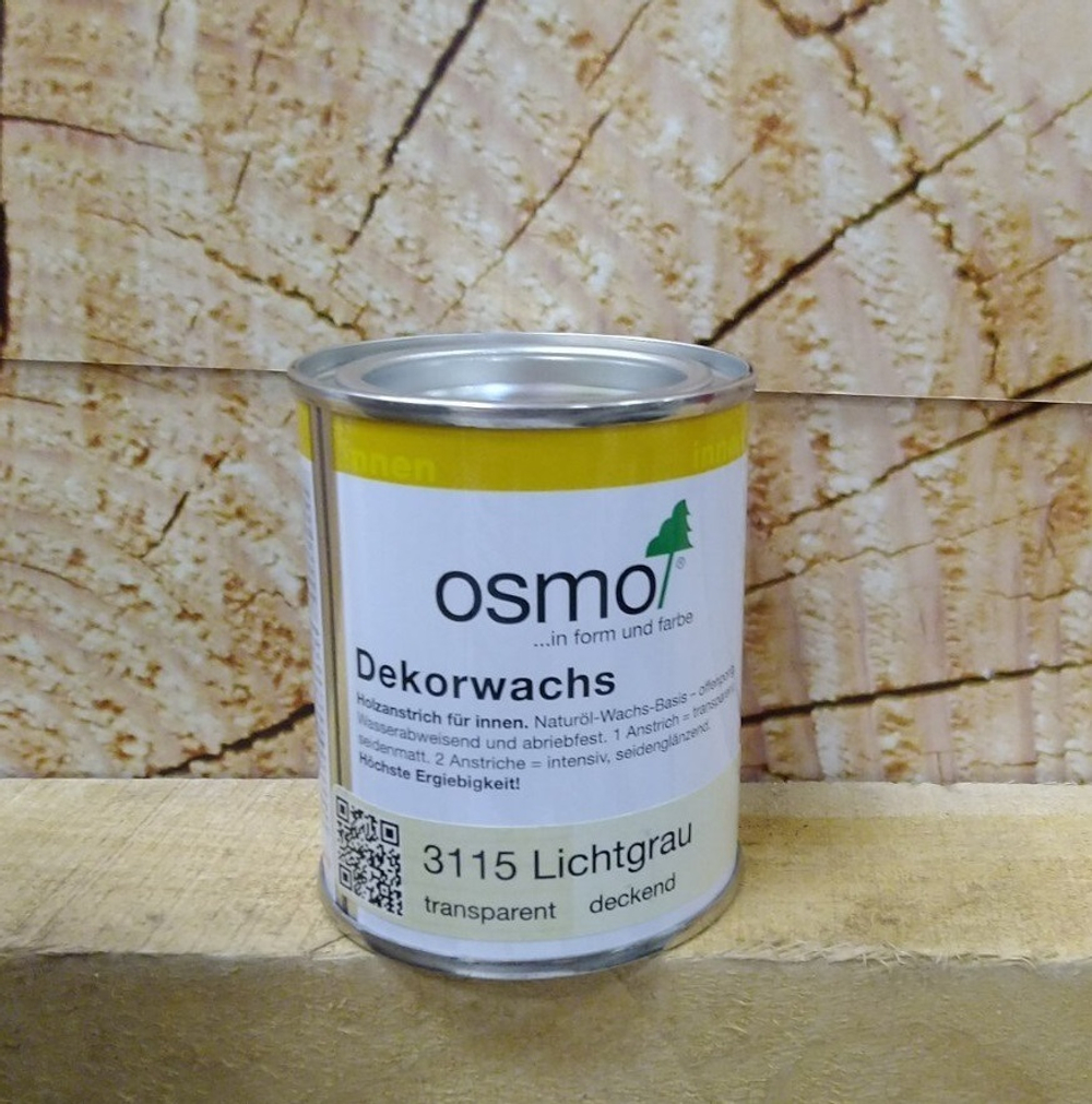 РАСПРОДАЖА! Масло цветное Osmo 3115 Светло - серое 0,125 л Dekorwachs Deckend для внутренних работ Osmo-3115-0,125 10100103