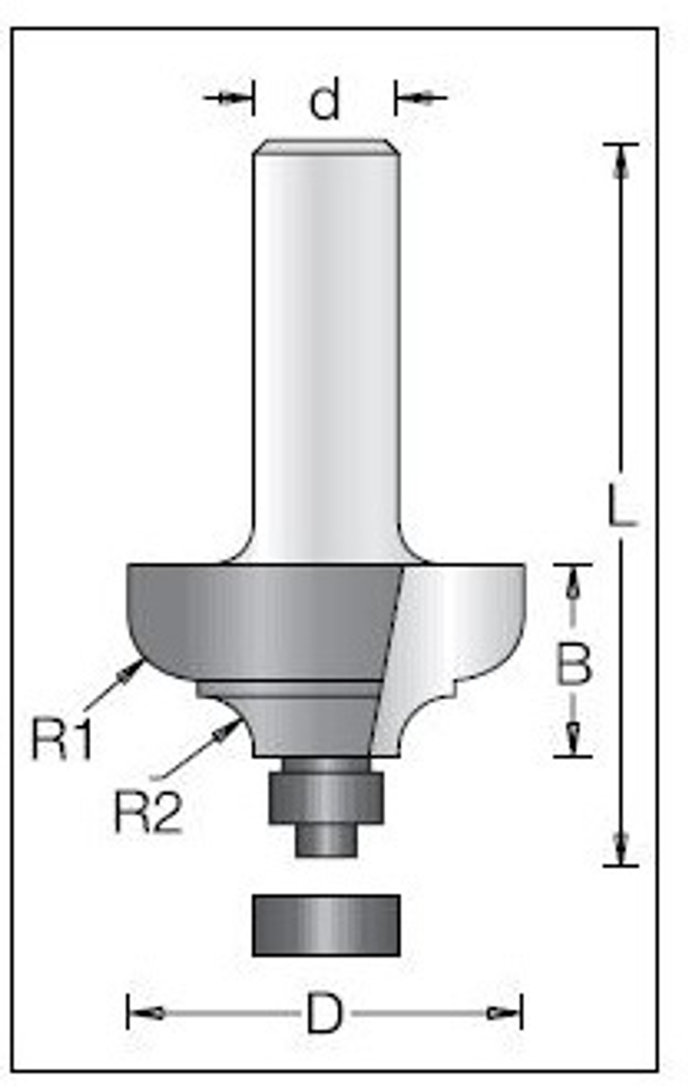 Фреза фаска ампир R D 51 x 23 L 72 подшипник, хвостовик 12 DIMAR 1350069