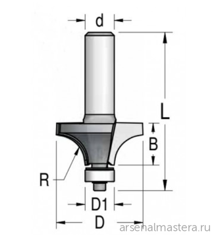 ХИТ! Фреза радиусная с подшипником полуштап WPW 16.7 x 8 x 48 x 8 R2.0 RW02005
