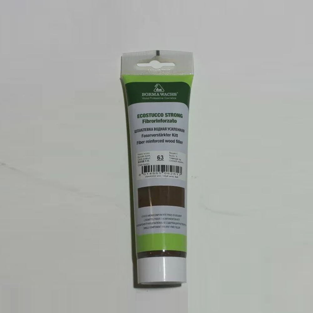 Новинка! Шпаклевка по дереву водная усиленная Borma Ecostucco Strong 200 г, цвет 63 темный орех, для внутренних работ 1770NS.200