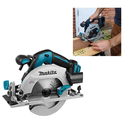Аккумуляторная дисковая пила Makita LXT 18В диск 165 /20 мм, угол резки регулируется одним рычагом от 0 до 45°, для распиливания древесины с глубиной до 57 мм DHS680Z