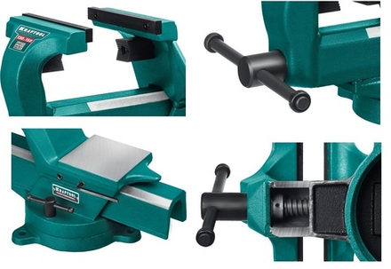 Тиски кованые стальные слесарные с регулировкой компенсации люфта Forge 130 / 150 KRAFTOOL 32700-150