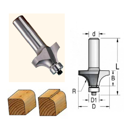 Фреза радиусная с нижним подшипником полуштап 22.2 x 11 x 50 x S8 R 4.8 WPW  RW05005