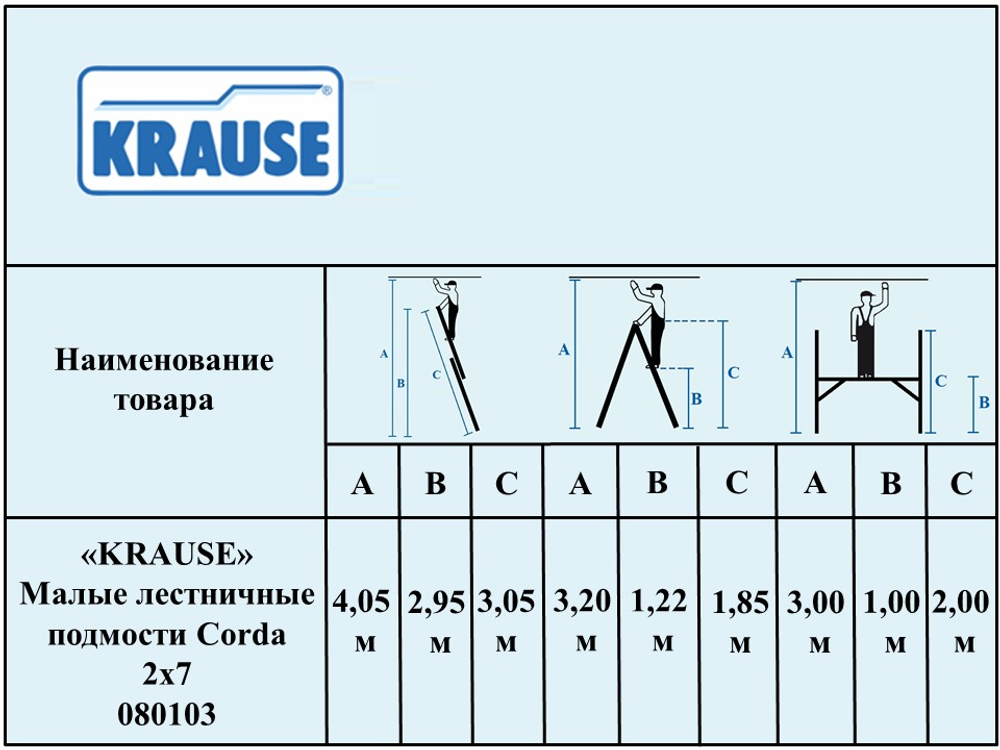 Новинка! Малые лестничные подмости 2 х 7 KRAUSE CORDA. Боковины можно соединить в стремянку или использоваться как приставные лестницы 080103