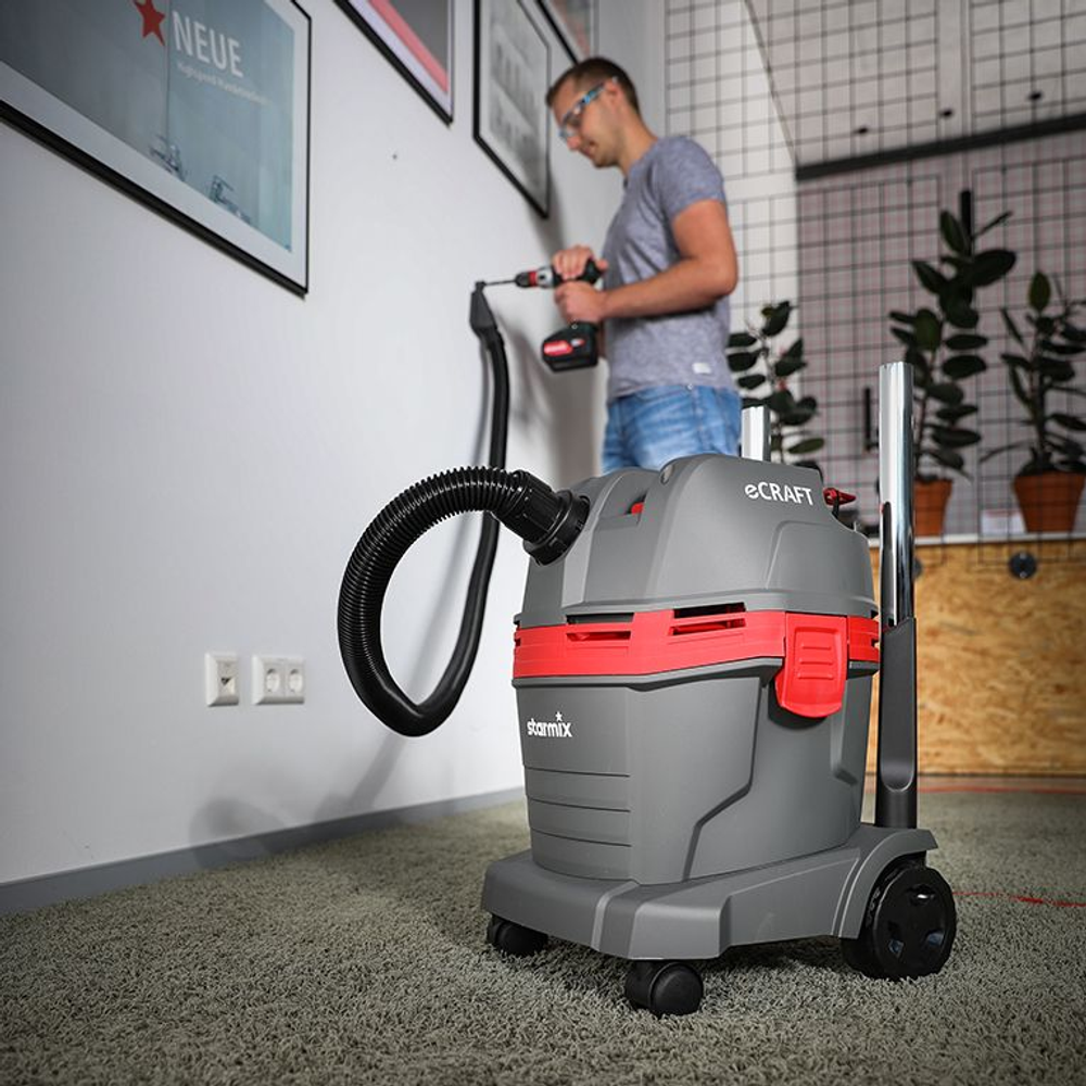 Новинка! Строительный пылесос профессиональный Starmix eCraft L- 1422 HKR класс L, 1,4 кВт, 22 л, сухая и влажная уборка 103143