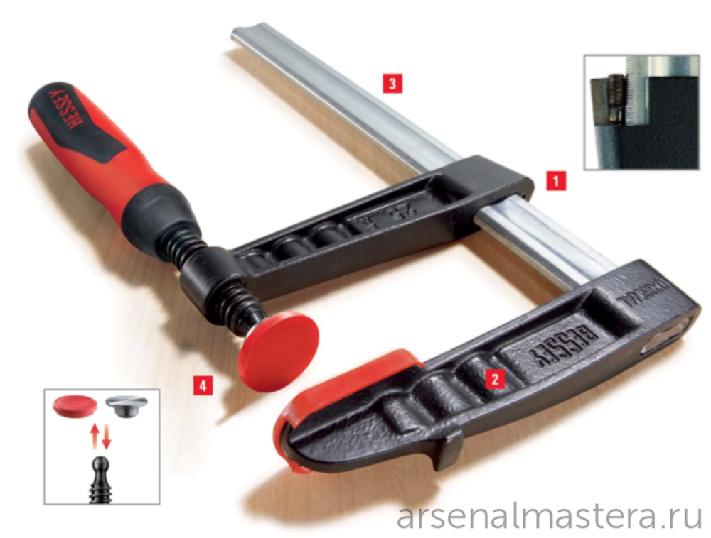 ХИТ! Струбцина из ковкого чугуна TG с надежной деревянной ручкой BESSEY BE-TG60S17