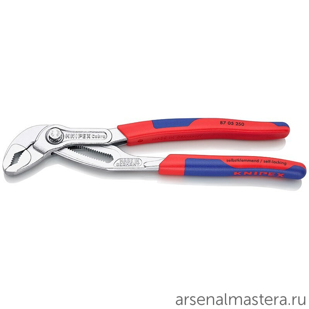 Клещи переставные 250 мм COBRA (Ключ "КОБРА"), зев 50 мм, хром, 2-комп ручки, 87 05 250 KNIPEX KN-8705250