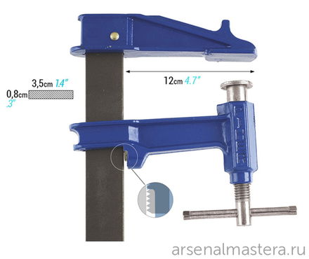 Струбцина Piher F 150 х 12 см с зажимным усилием до 9000 Н (900 кг) 04150 М00014023