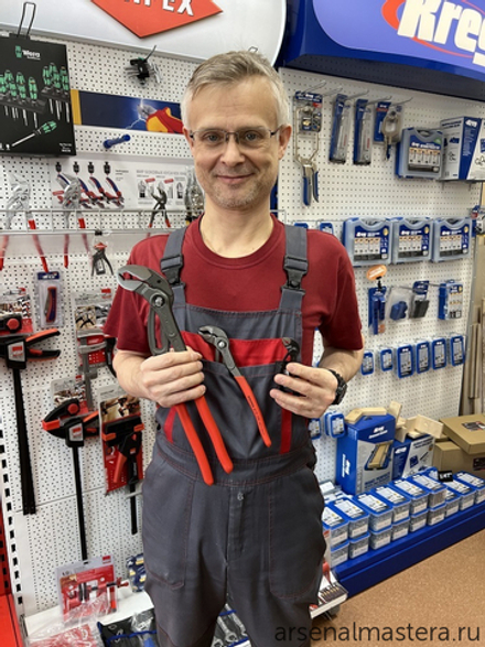 ХИТ! Клещи переставные 400 мм COBRA (КЛЮЧ КОБРА), зев 90 мм, фосфатированные, обливные ручки 87 01 400 KNIPEX KN-8701400